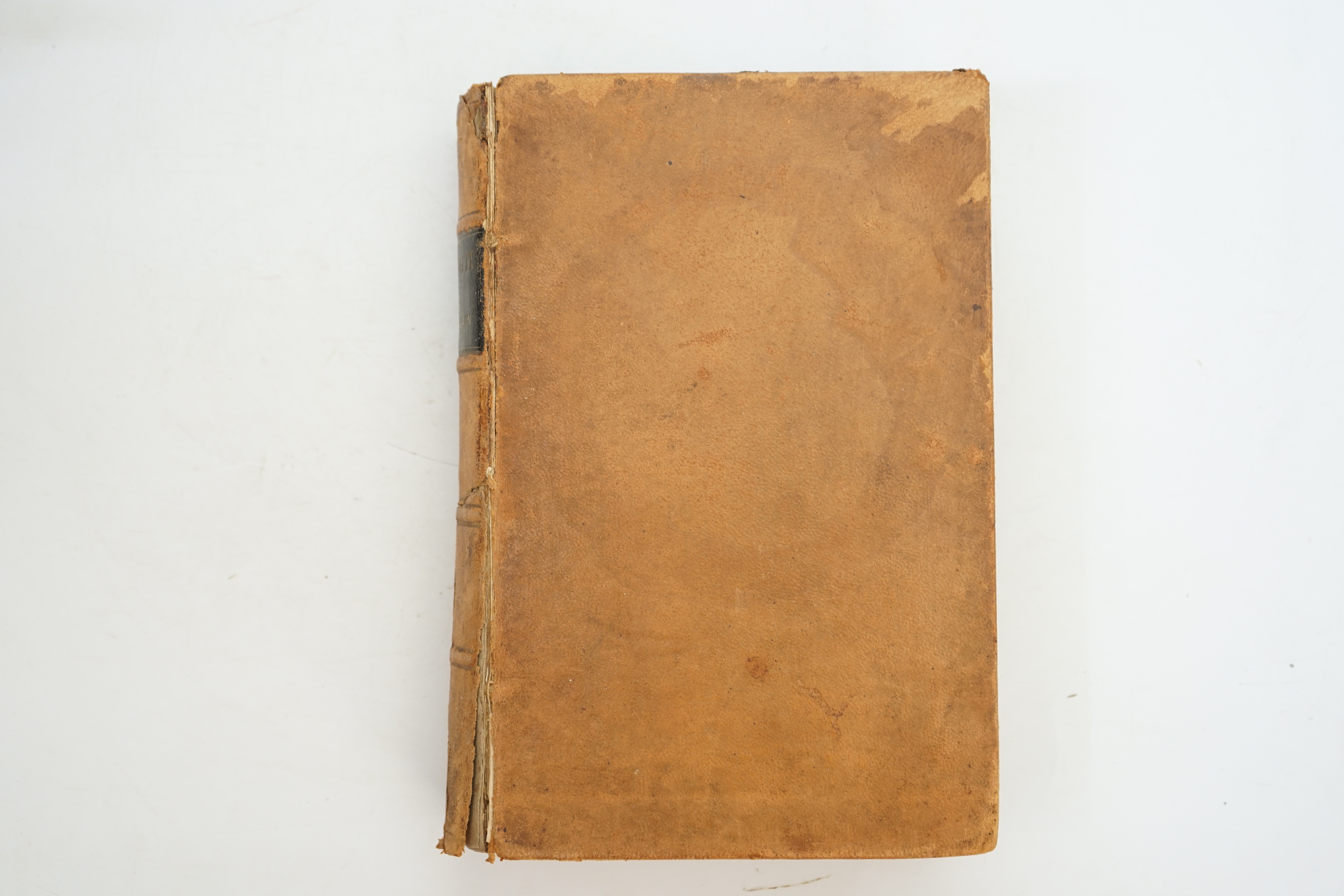 Twain, Mark [Samuel L. Clemens] - Roughing it, 8vo, calf, backstrip torn, boards scuffed, front inner hinge weak, front fly leaf with ink ownership inscription - ‘’John R. Baldwin, Christmas 1872’’, American Publishing C